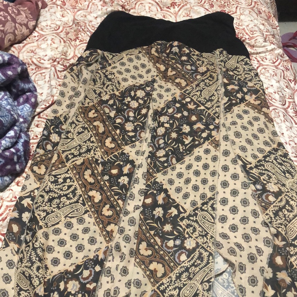 Floral black long skirt